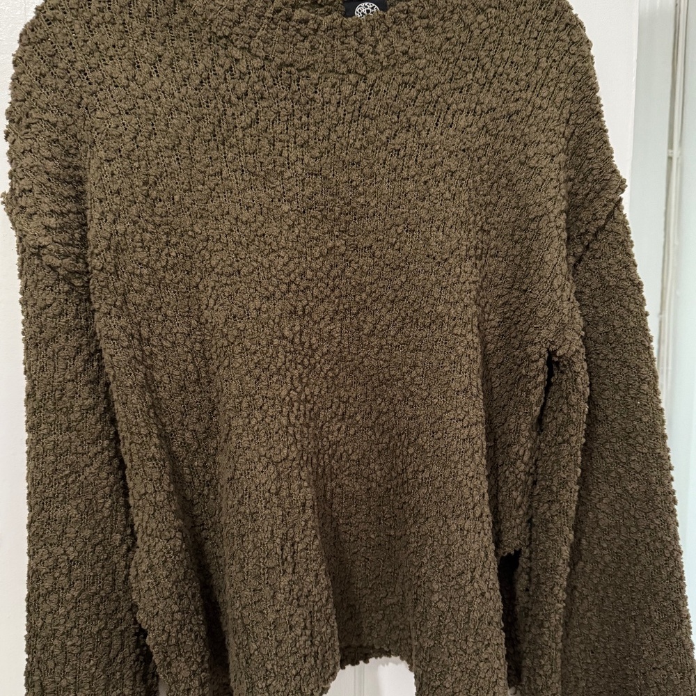 Bobeau Moss Green Textured Sweater
